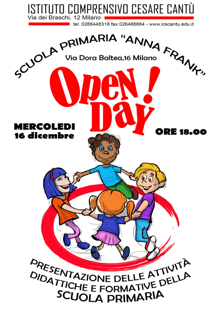 Locandina Open Day 2020 Scuola primaria A. Frank