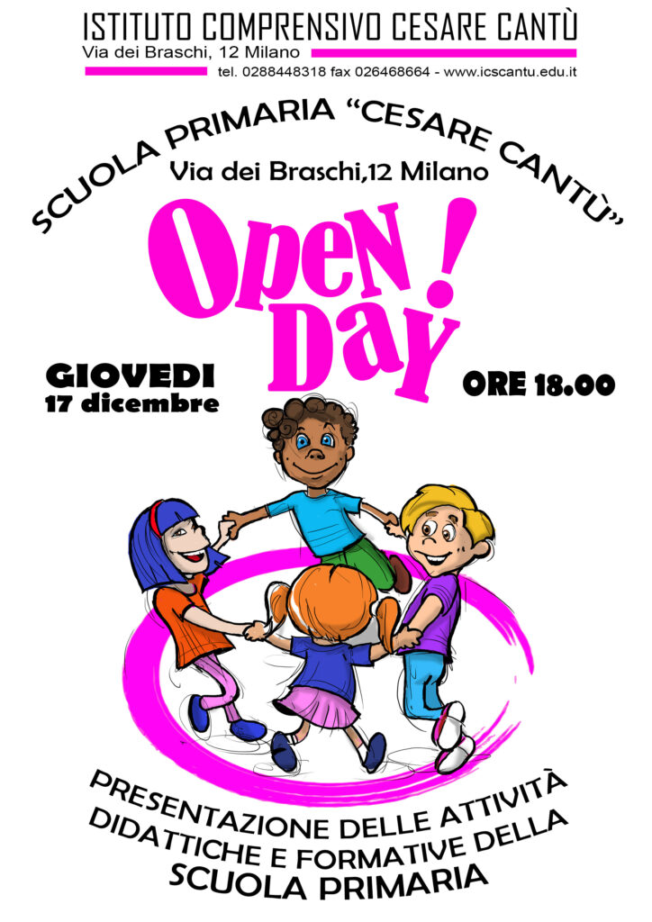 Locandina Open Day 2020 Scuola primaria C. Cantù